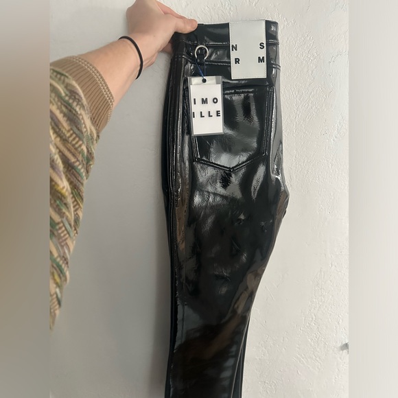 SIMON MILLER Vegan Patent Leather Straight Leg Pants - Picture 5 of 6